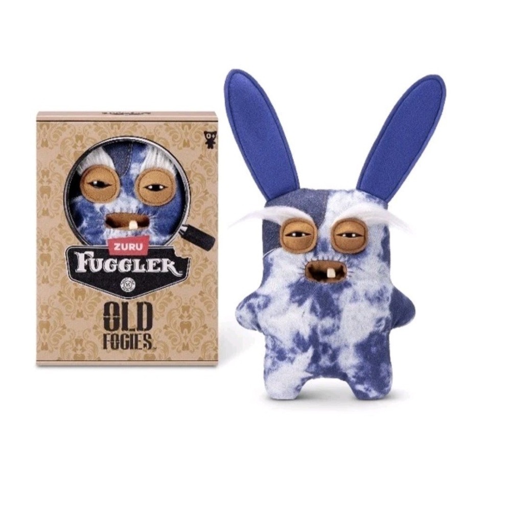 New Fuggler Old Fogies Blue Denim Rabid Rabbit 9" Plush Funny Ugly Monster